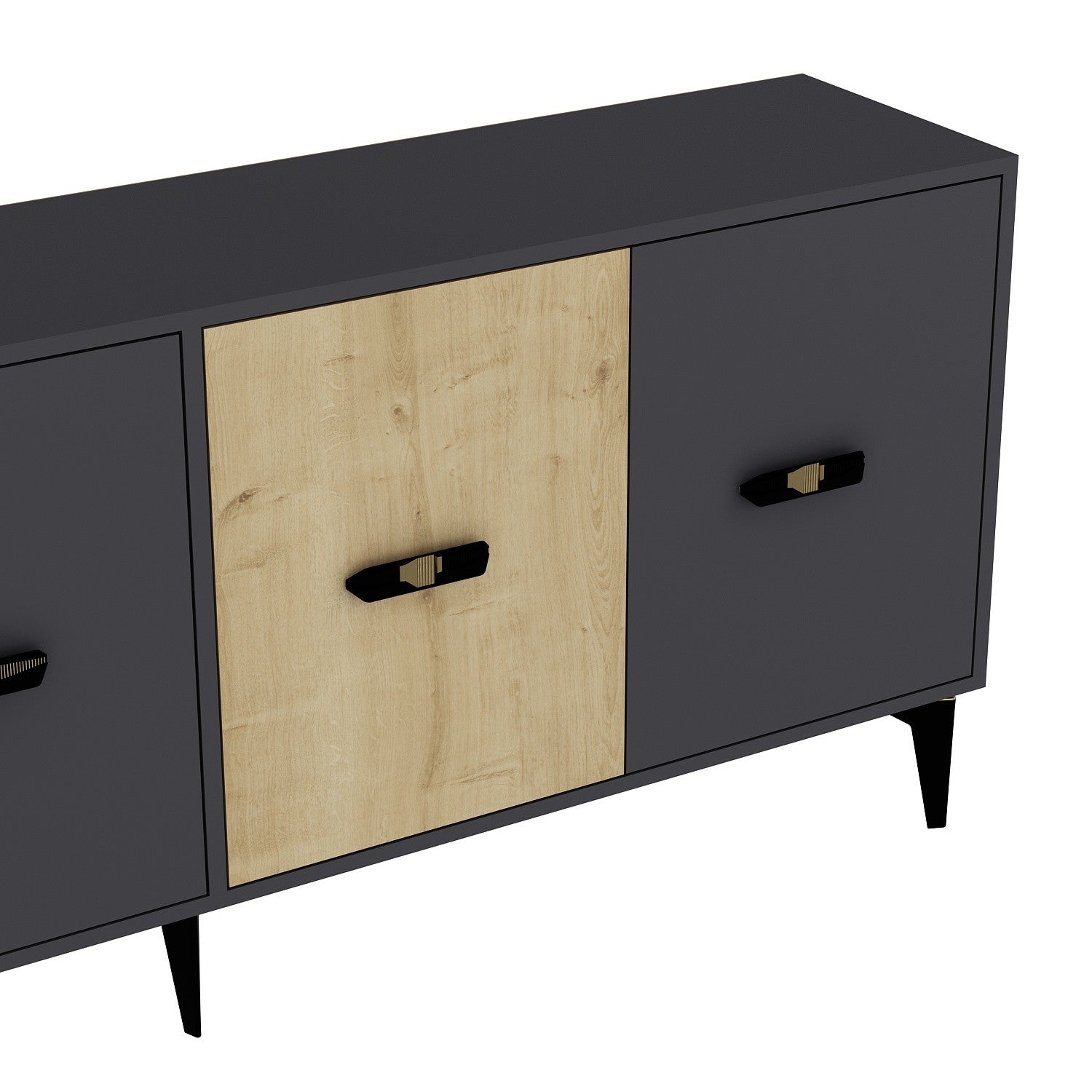 Aparador – 180 cm x 82,6 cm x 35 cm – Antracite e Carvalho Safira – Aglomerado