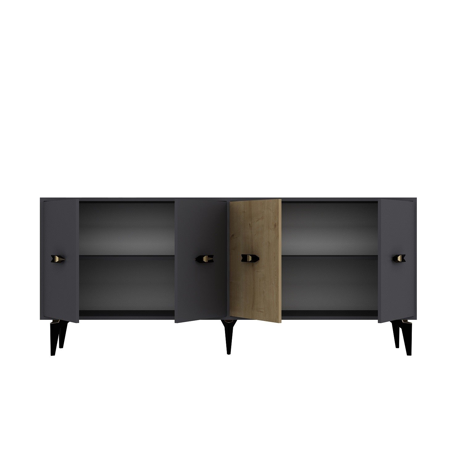 Aparador – 180 cm x 82,6 cm x 35 cm – Antracite e Carvalho Safira – Aglomerado