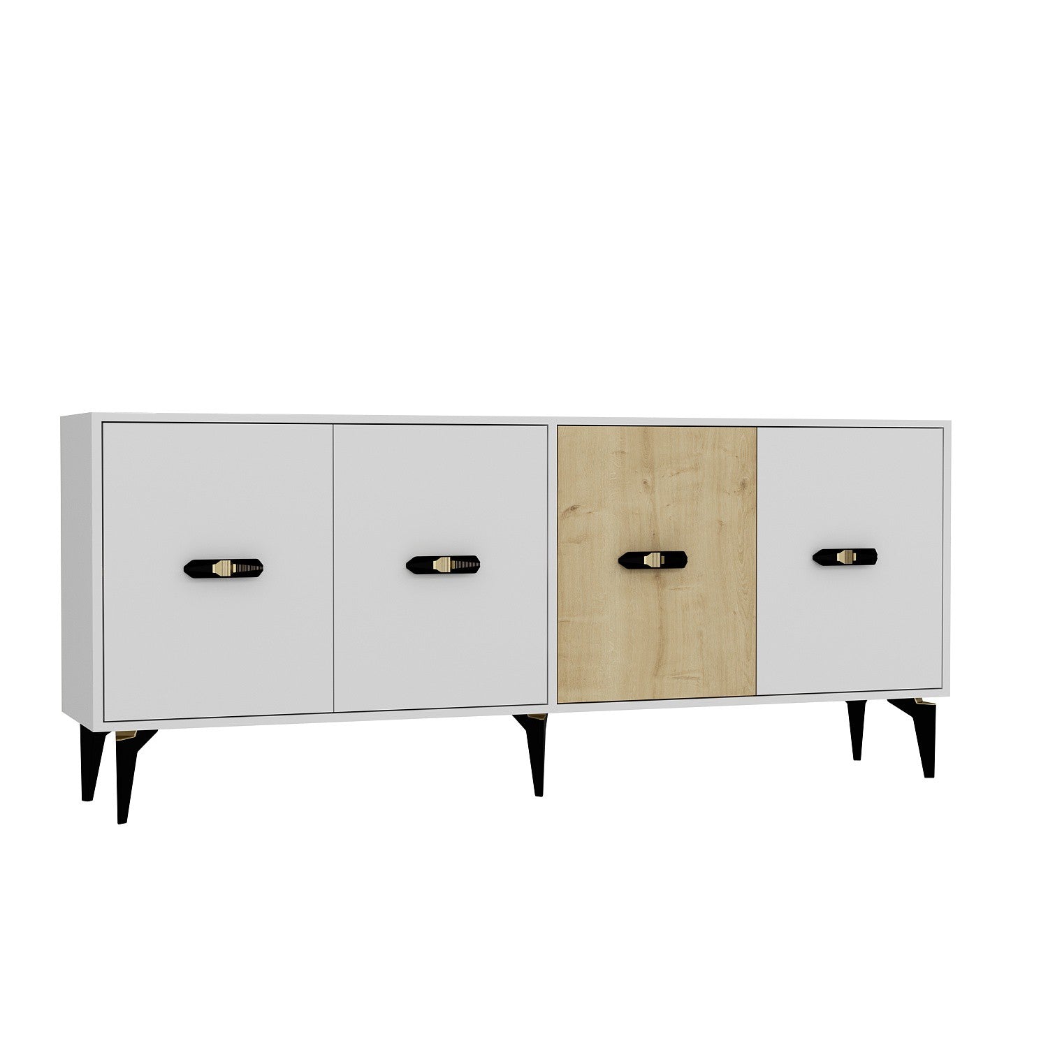 Aparador – 180 cm – Branco e Carvalho Safira – Aglomerado revestido de melamina
