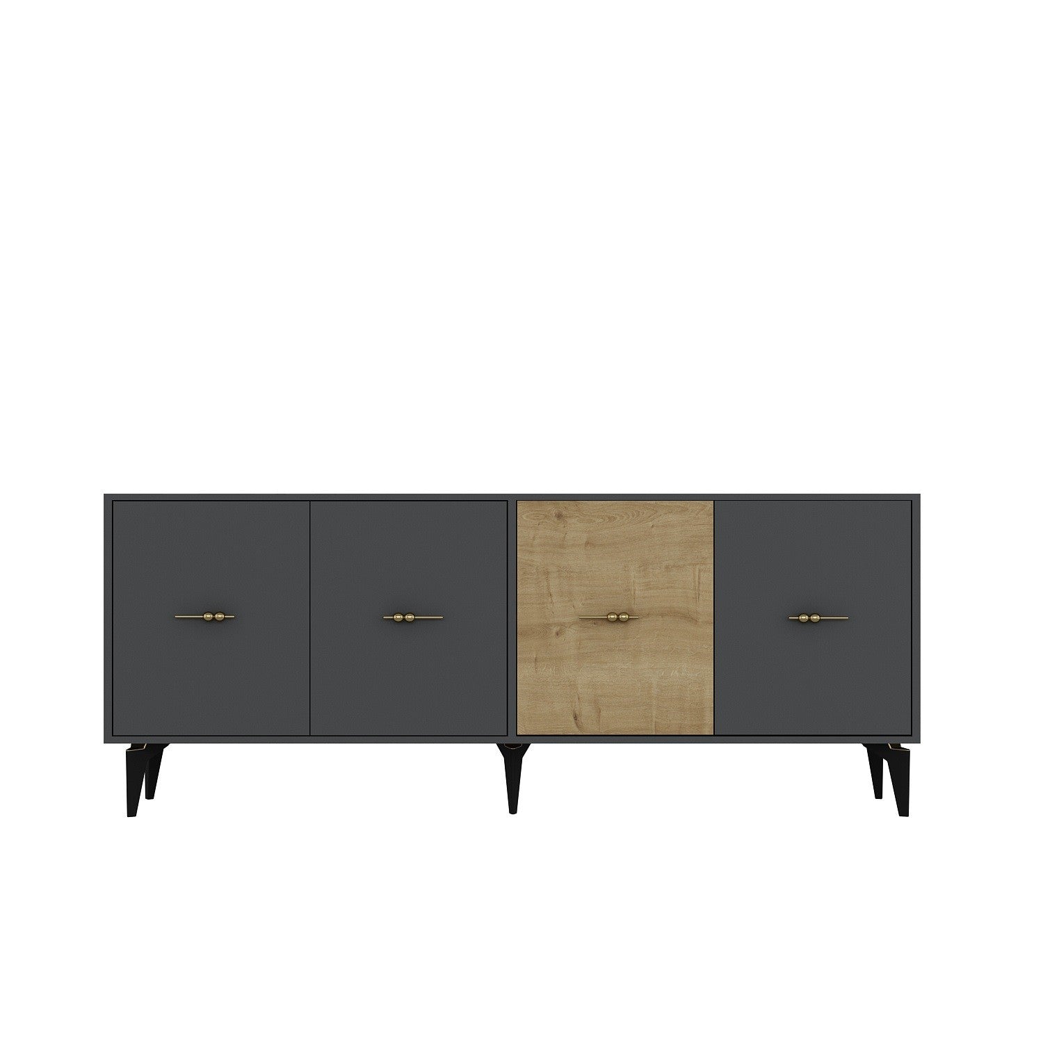 Aparador de Aglomerado Revestido de Melamina – 180 cm x 82,6 cm x 35 cm – Antracite e Carvalho Safira