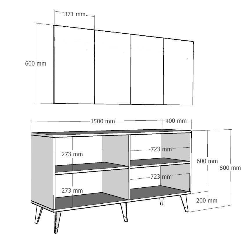 Aparador – 150 cm – Antracite e Prata – Painéis de partículas
