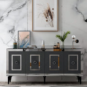 Aparador – 150 x 40 x 79 cm – Antracite e Prata – Painel de partículas revestido a melamina