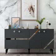 Aparador – 150 x 40 x 79 cm – Antracite e Prata – Painel de Partículas