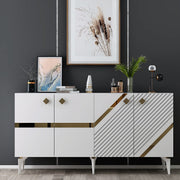 Aparador – 150 x 40 x 79 cm – Branco e Dourado – Painel de Partículas