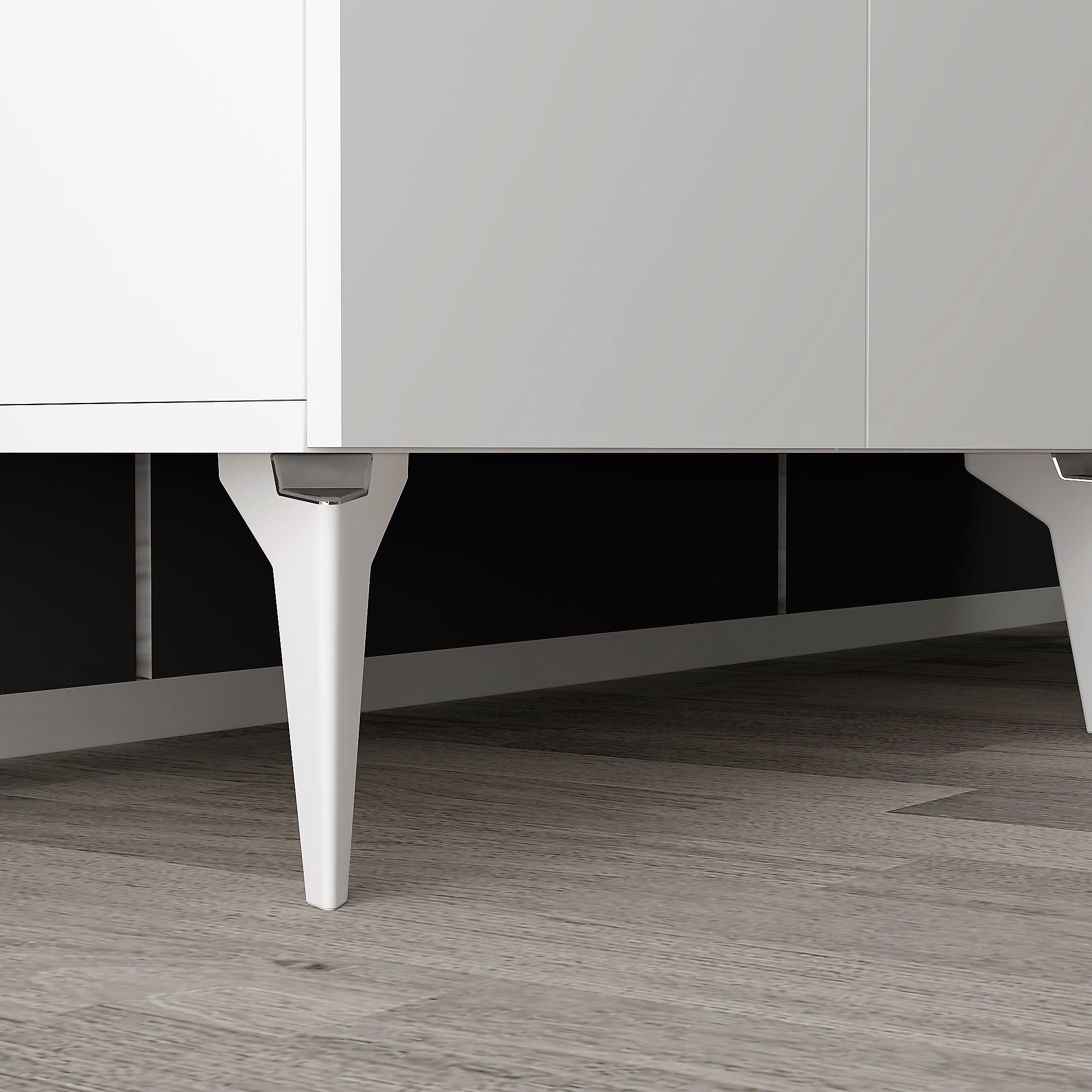 Aparador – 150cm x 40cm x 79cm – Branco e Prata – Painéis de partículas revestidos a melamina