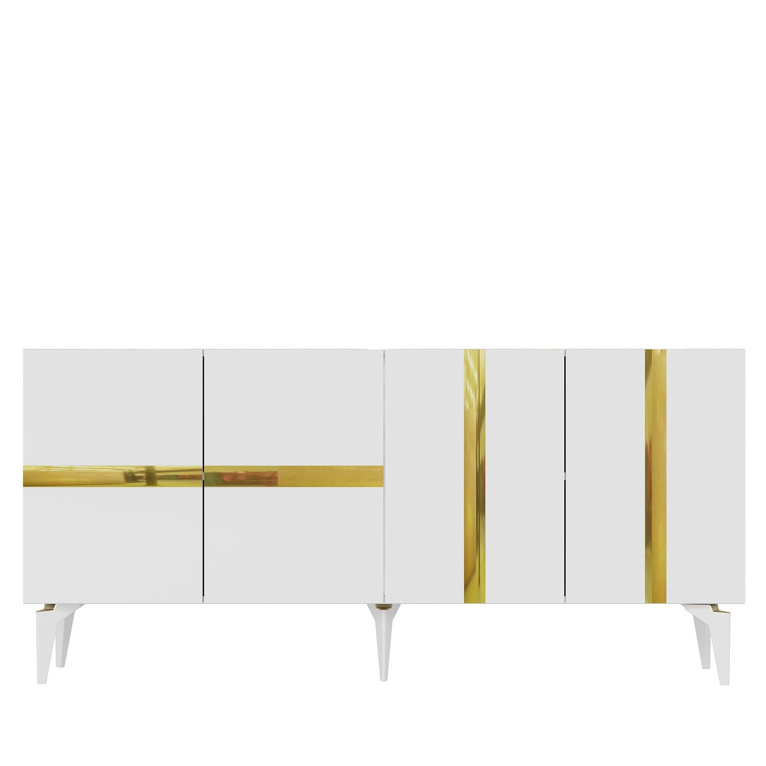 Aparador – 150cm x 40cm x 79cm – Branco e Dourado – Painel de Partículas