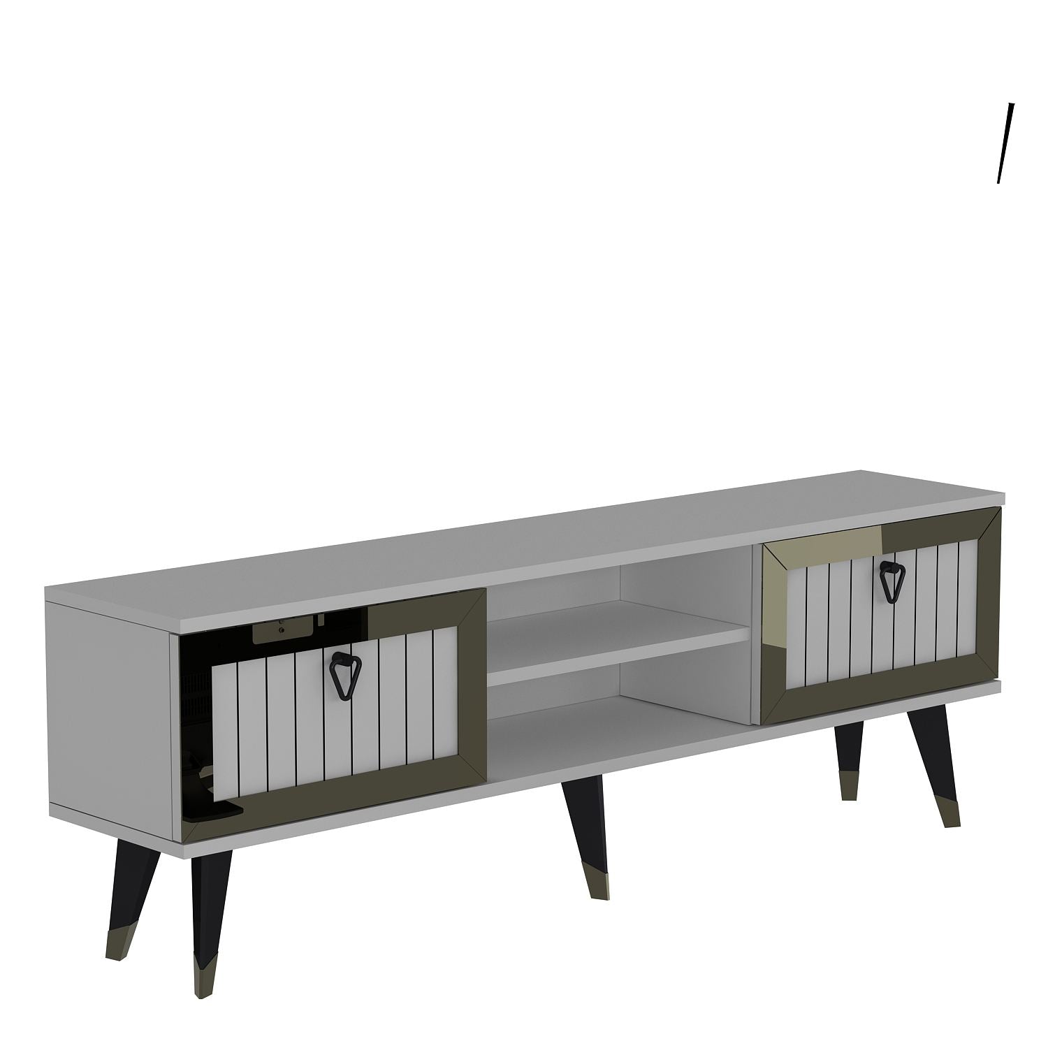 Móvel de TV – 150 cm x 45.6 cm x 30 cm – Branco e Dourado – Painel de partículas revestido a melamina