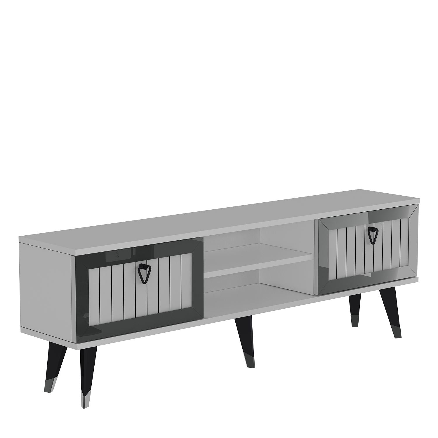 Móvel de TV – 150 cm – Branco e Prateado – Painel de partículas revestido a melamina