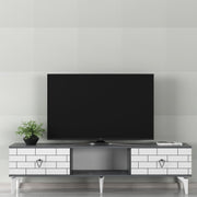 Móvel de TV – 150 cm x 44,6 cm x 29,6 cm – Antracite e Branco – Painel de partículas revestido a melamina