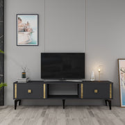 Móvel de TV – 150 cm x 44,6 cm x 29,6 cm – Antracite e Dourado – Painéis de partículas revestidos a melamina