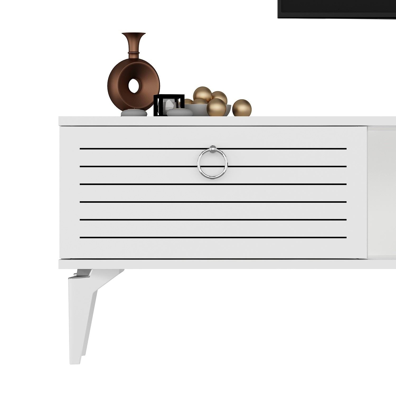 Móvel de TV – 150 cm – Branco – Painéis de partículas revestidos a melamina