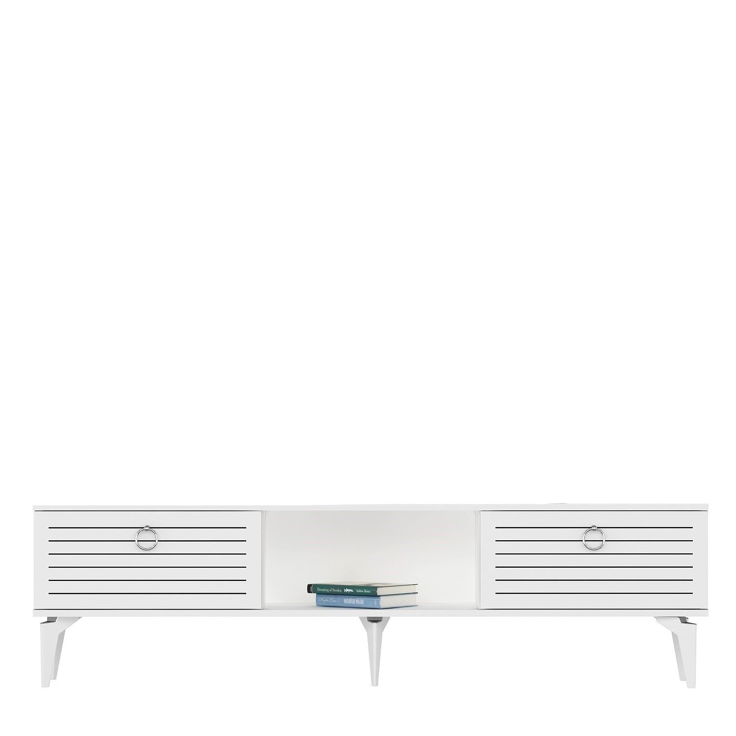 Móvel de TV – 150 cm – Branco – Painéis de partículas revestidos a melamina