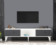 Móvel de TV – 150 cm x 44.6 cm x 29.6 cm – Branco e Antracite – Painéis de partículas revestidos a melamina