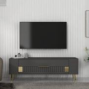 Móvel de TV – 120 cm – Antracite e Dourado – Painéis de Partículas Revestidos a Melamina