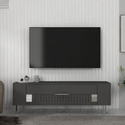 Móvel de TV – 120 cm x 48,2 cm x 26,4 cm – Antracite e Prata – Painel de partículas revestido a melamina