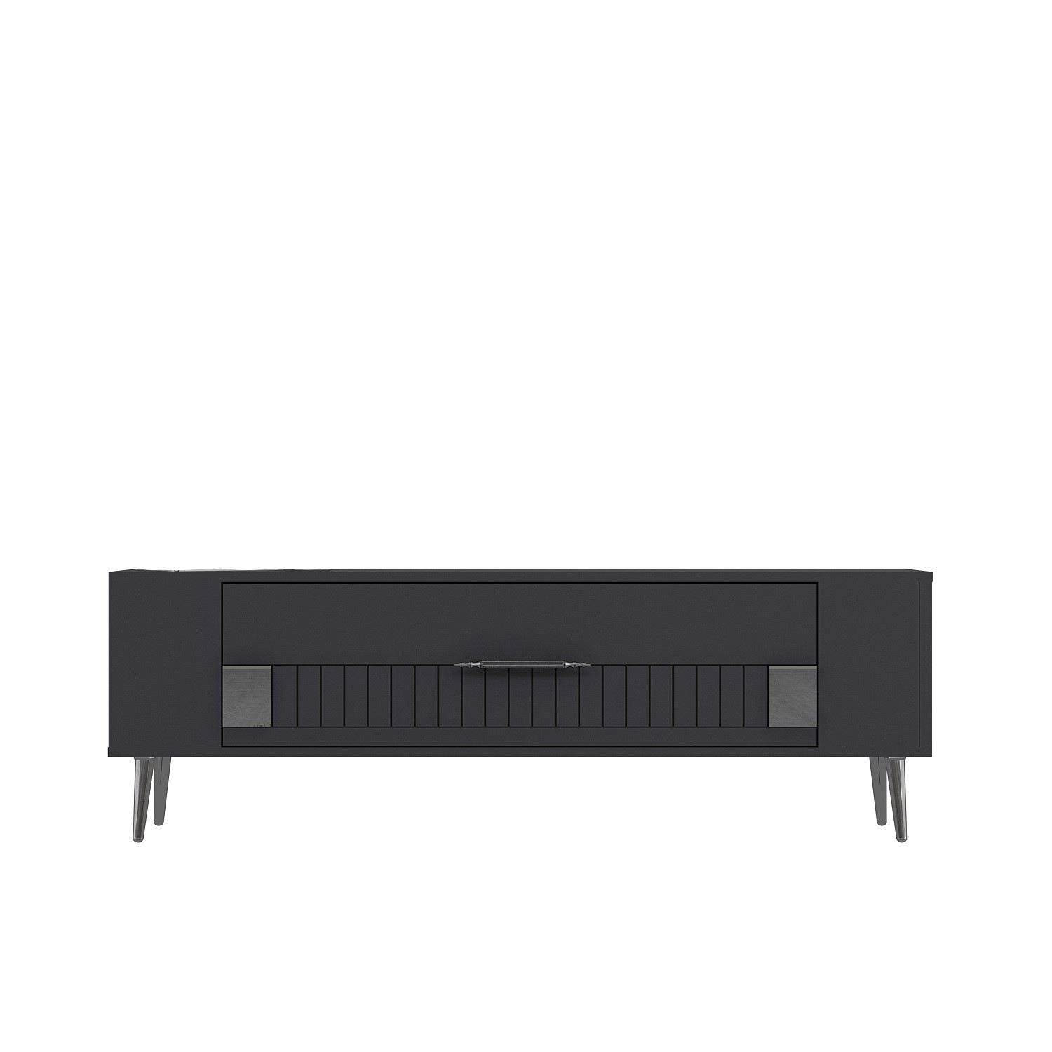 Móvel de TV – 120 cm x 48,2 cm x 26,4 cm – Antracite e Prata – Painel de partículas revestido a melamina
