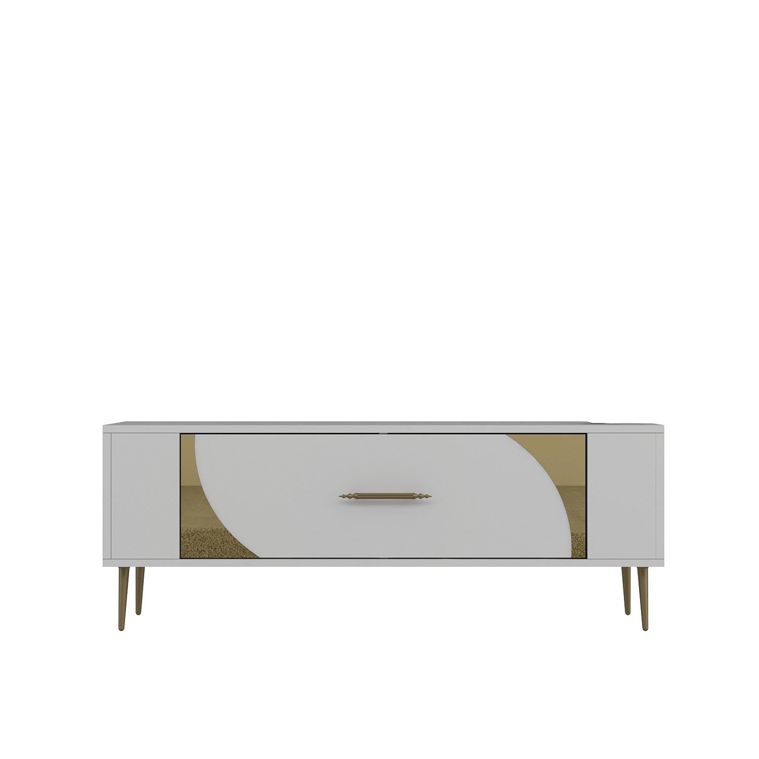 Móvel de TV – 120 cm x 48,2 cm x 26,4 cm – Branco e Dourado – Melamina