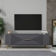 Móvel de TV – 120 cm x 48.2 cm x 26.4 cm – Antracite e Dourado – Painel de Partículas