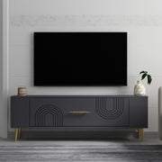 Móvel de TV – 120 cm x 48,2 cm x 26,4 cm – Antracite e Dourado – Painéis de Partículas