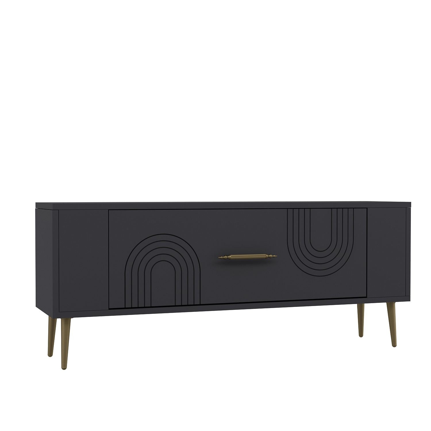 Móvel de TV – 120 cm x 48,2 cm x 26,4 cm – Antracite e Dourado – Painéis de Partículas