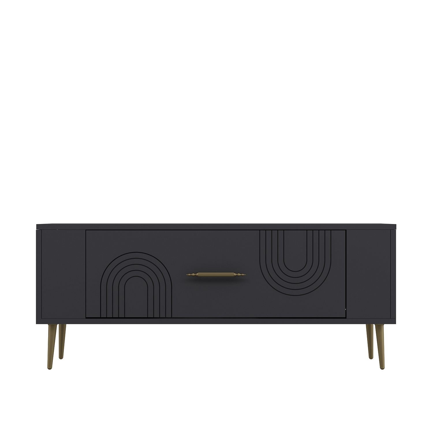 Móvel de TV – 120 cm x 48,2 cm x 26,4 cm – Antracite e Dourado – Painéis de Partículas