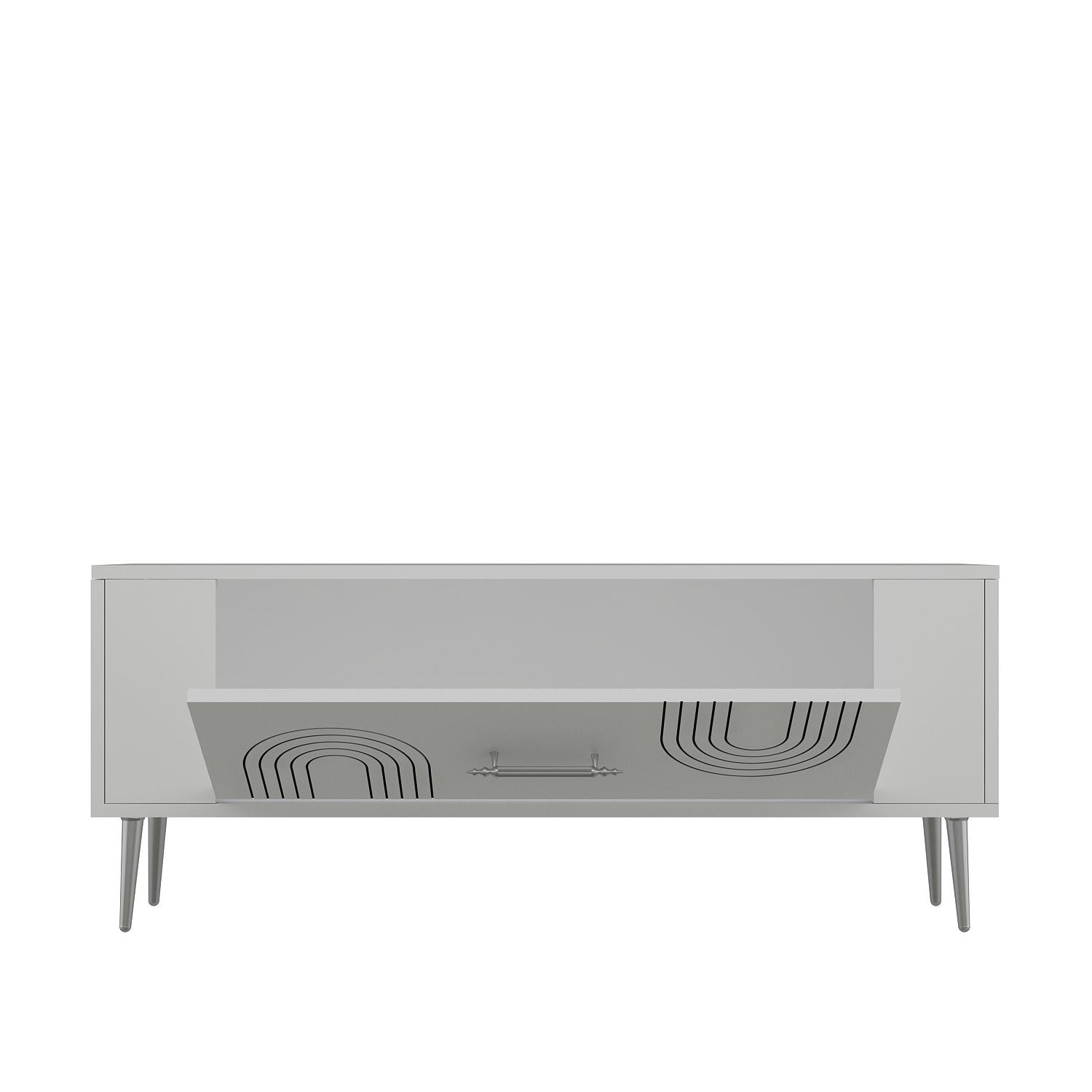Móvel de TV – 120 cm x 48,2 cm x 26,4 cm – Branco e Prata – Melamina