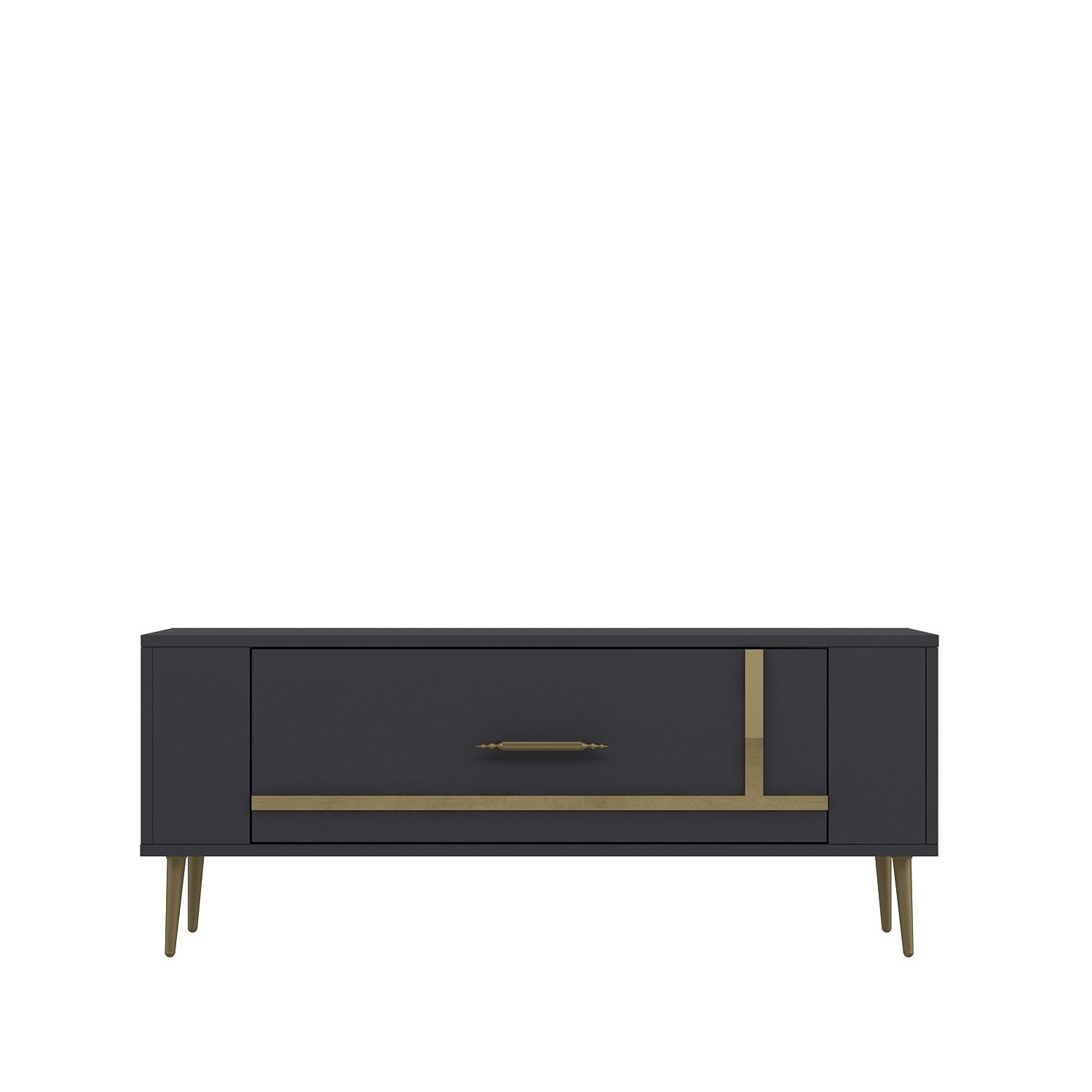 Móvel de TV – 120 cm x 48,2 cm x 26,4 cm – Antracite e Dourado – Melamina