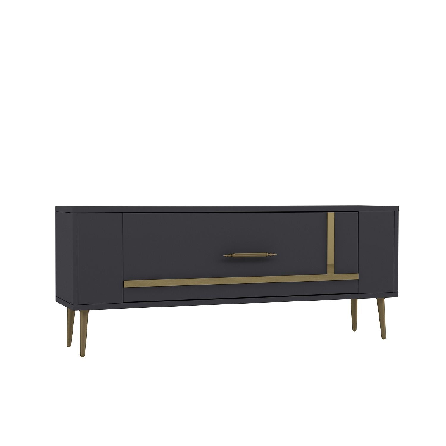 Móvel de TV – 120 cm x 48,2 cm x 26,4 cm – Antracite e Dourado – Melamina