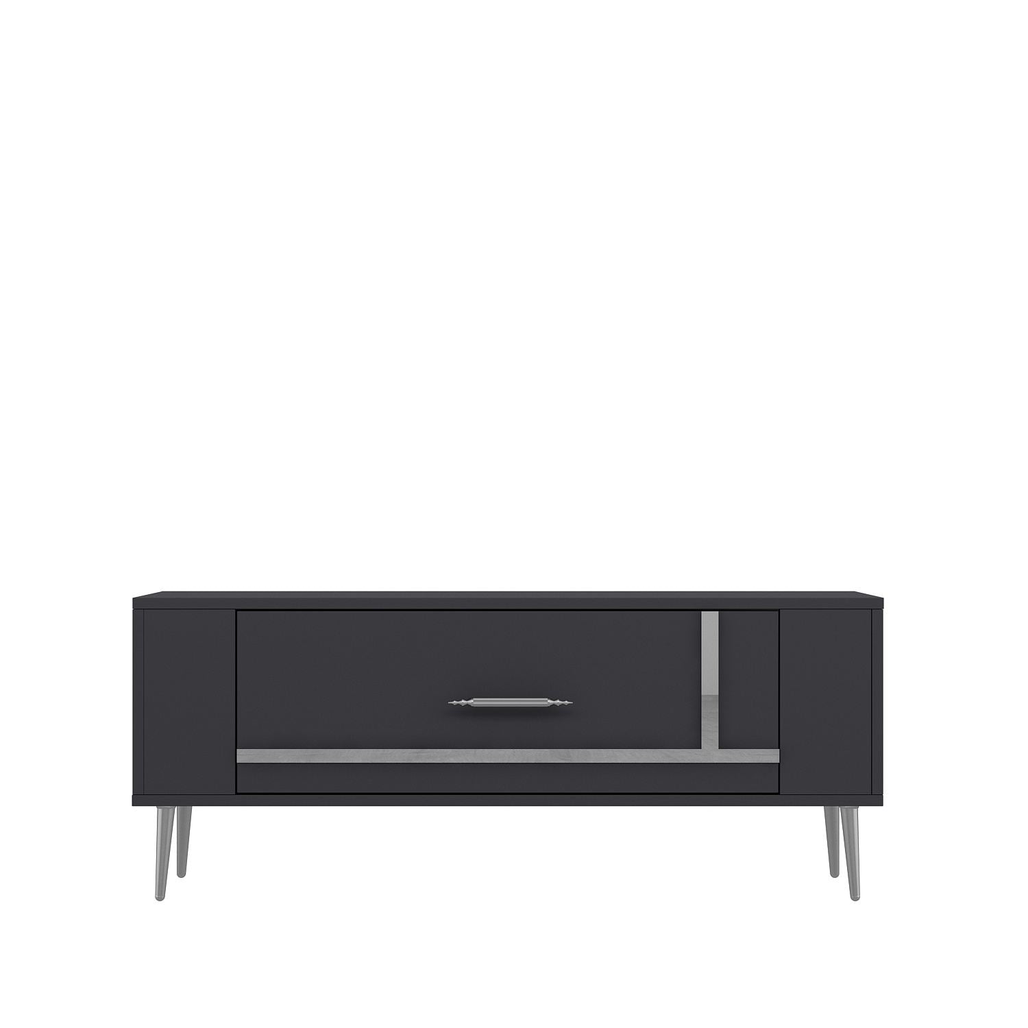 Móvel de TV – 120 cm x 48,2 cm x 26,4 cm – Antracite e Prata – Painéis de partículas revestidos a melamina