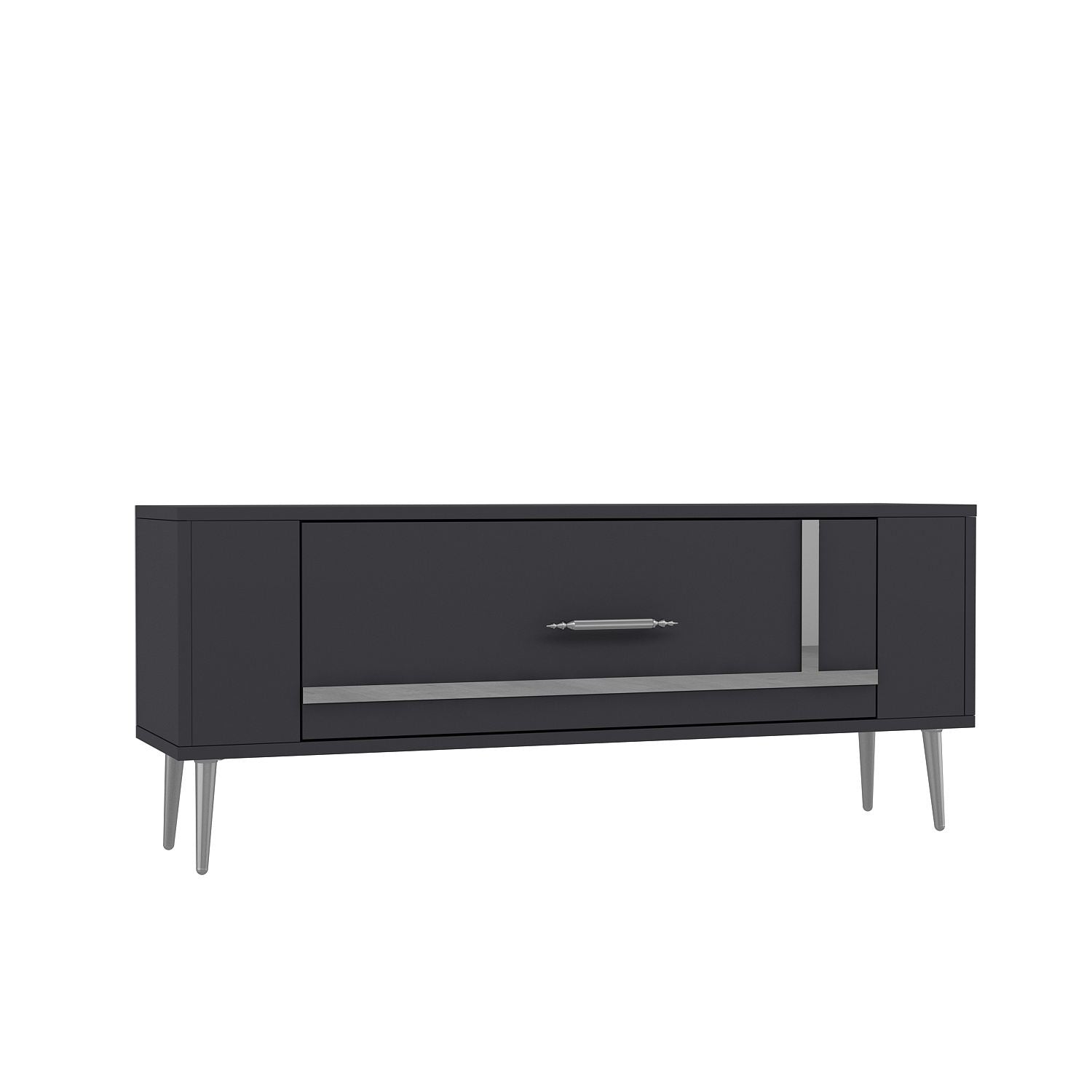 Móvel de TV – 120 cm x 48,2 cm x 26,4 cm – Antracite e Prata – Painéis de partículas revestidos a melamina