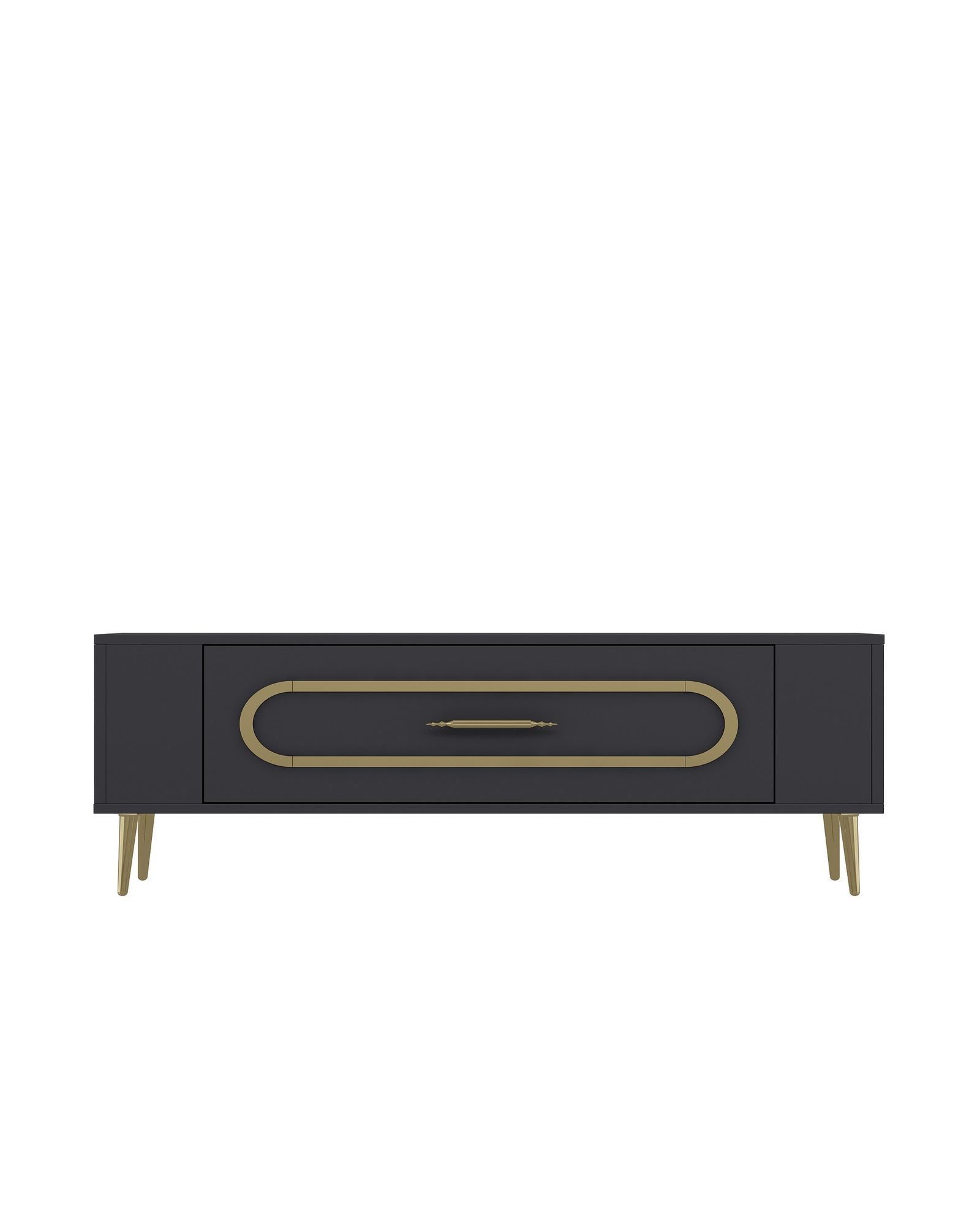 Móvel de TV – 120 cm x 48,2 cm x 26,4 cm – Antracite e Dourado – Madeira