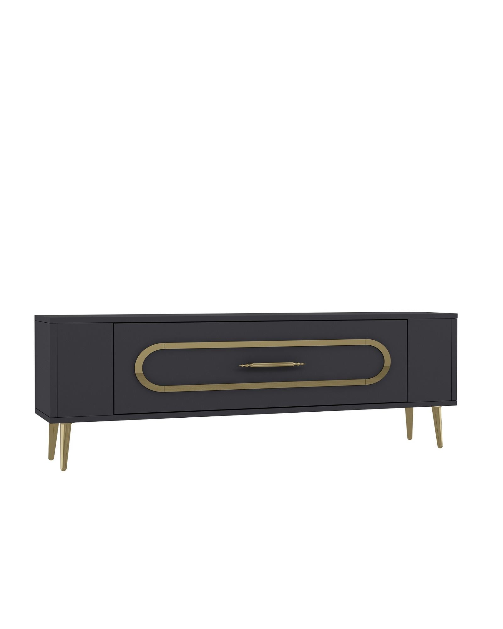 Móvel de TV – 120 cm x 48,2 cm x 26,4 cm – Antracite e Dourado – Madeira