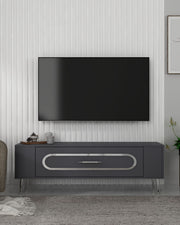 Móvel de TV – 120 cm x 48,2 cm x 26,4 cm – Antracite e Prata – Painéis de partículas revestidos a melamina