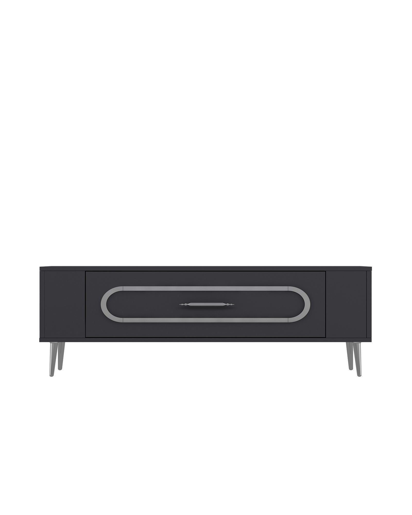 Móvel de TV – 120 cm x 48,2 cm x 26,4 cm – Antracite e Prata – Painéis de partículas revestidos a melamina