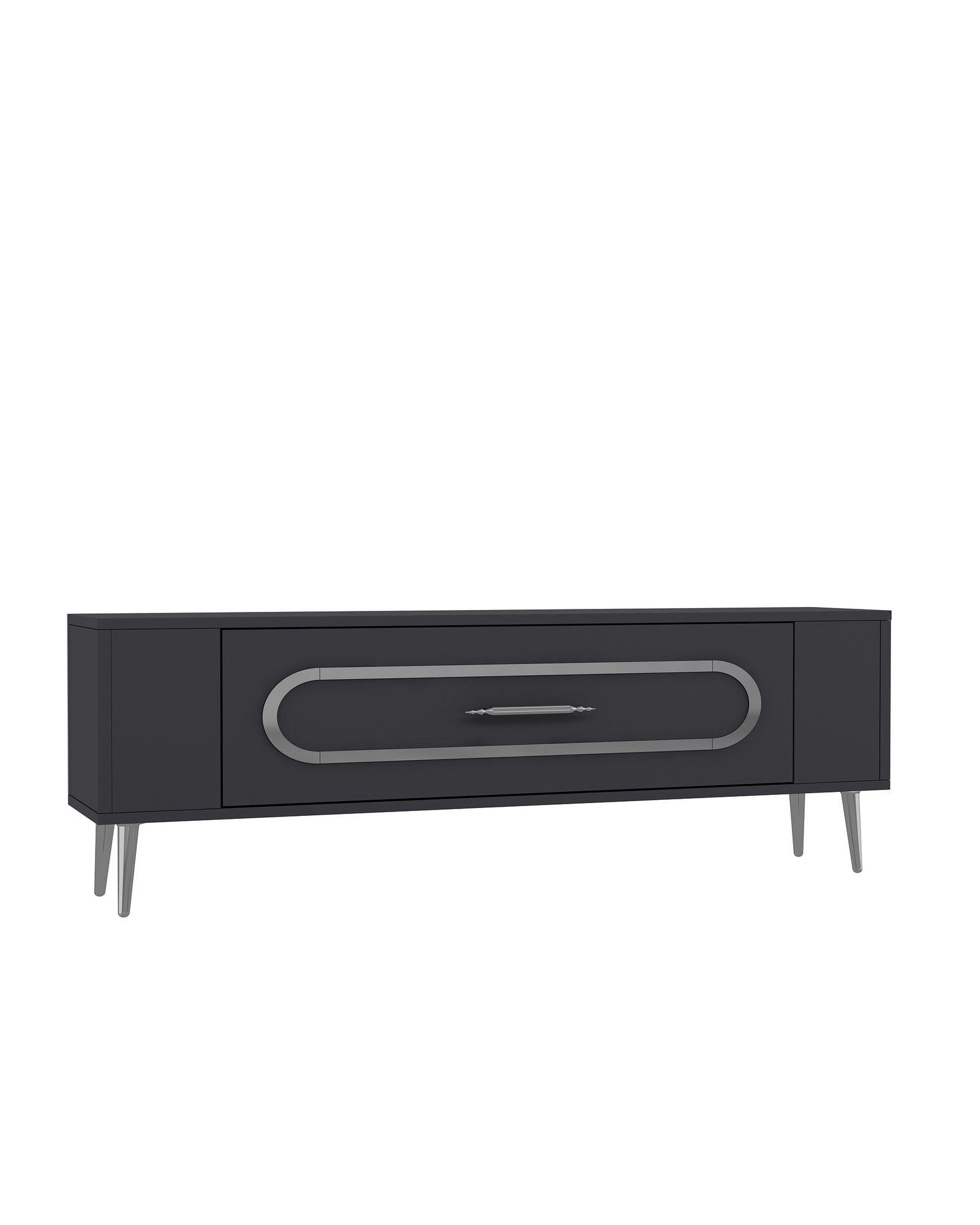 Móvel de TV – 120 cm x 48,2 cm x 26,4 cm – Antracite e Prata – Painéis de partículas revestidos a melamina