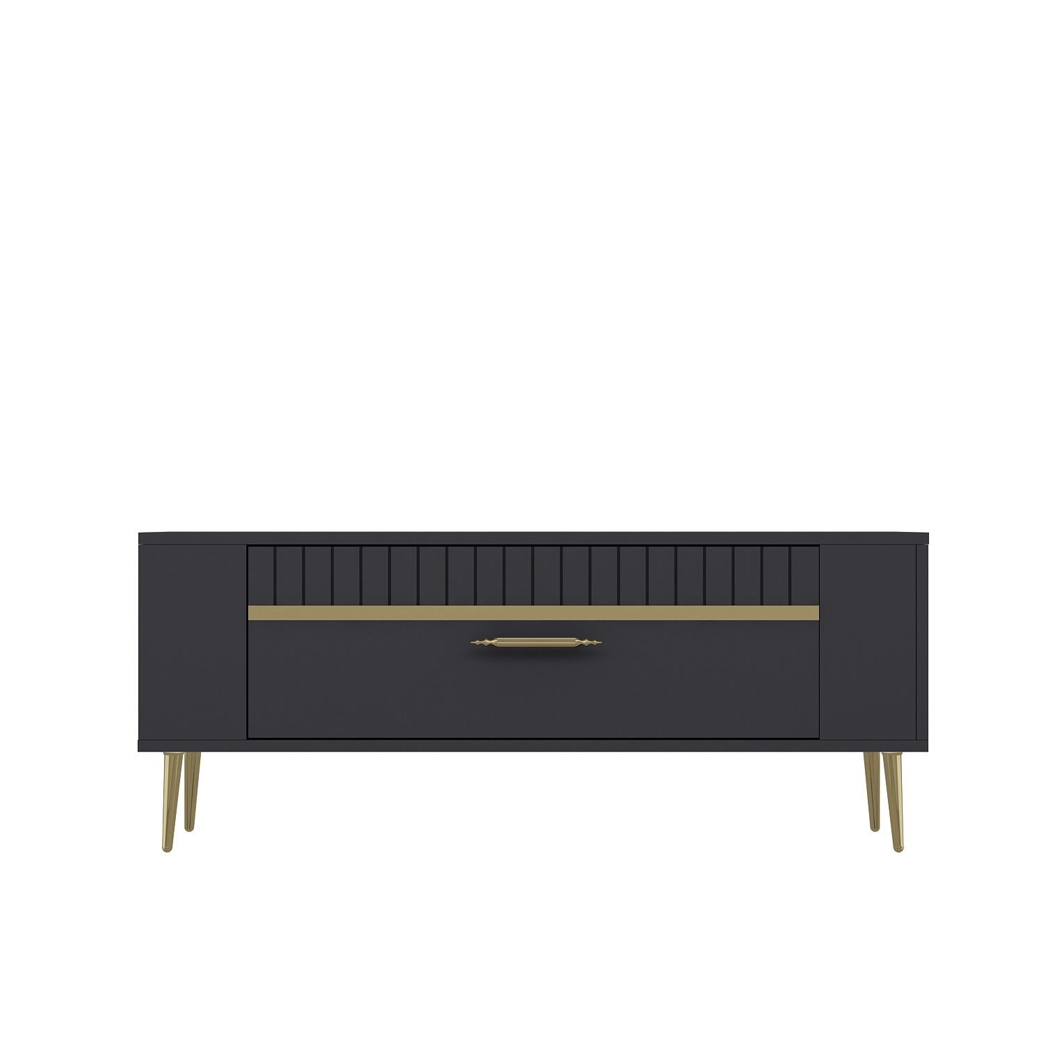 Móvel de TV – 120 cm x 48,2 cm x 26,4 cm – Antracite e Dourado – Melamina