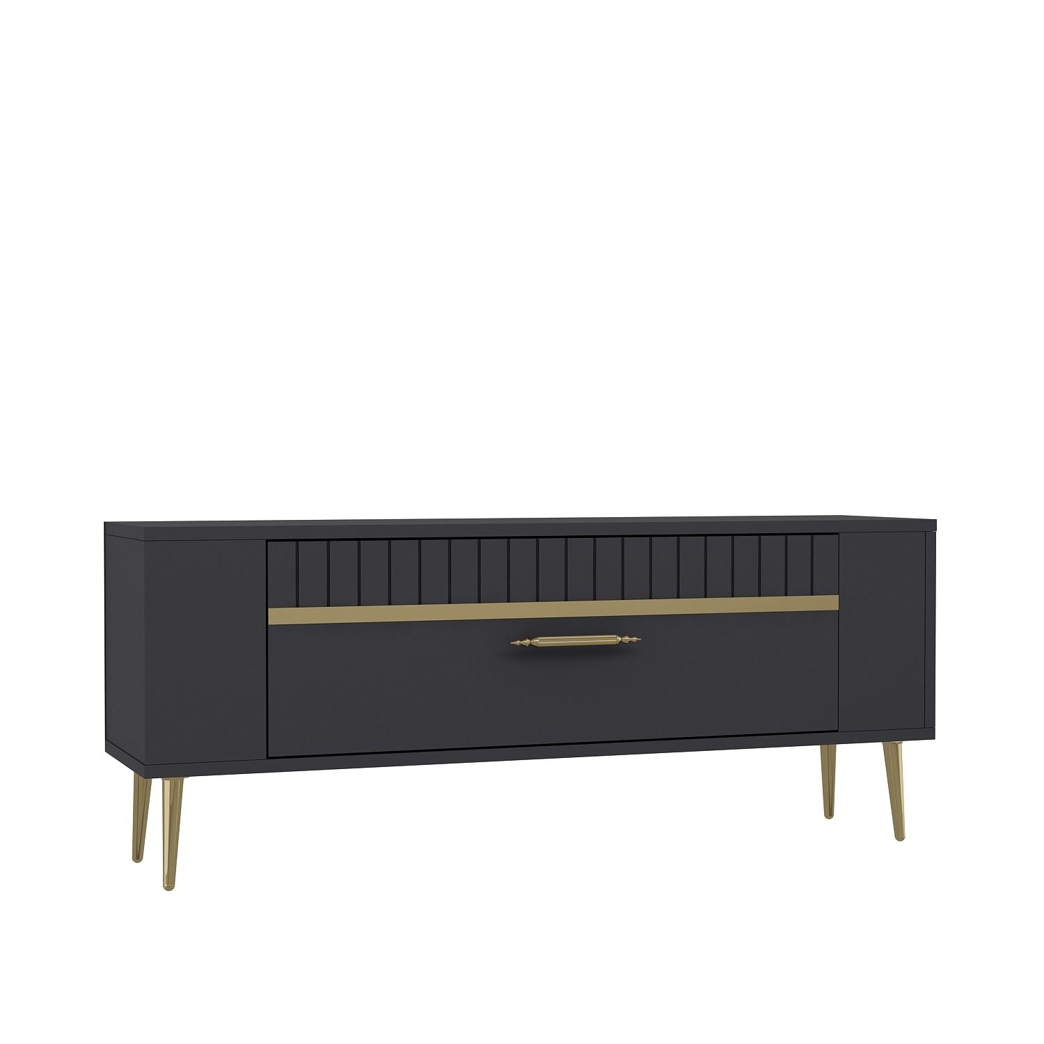 Móvel de TV – 120 cm x 48,2 cm x 26,4 cm – Antracite e Dourado – Melamina