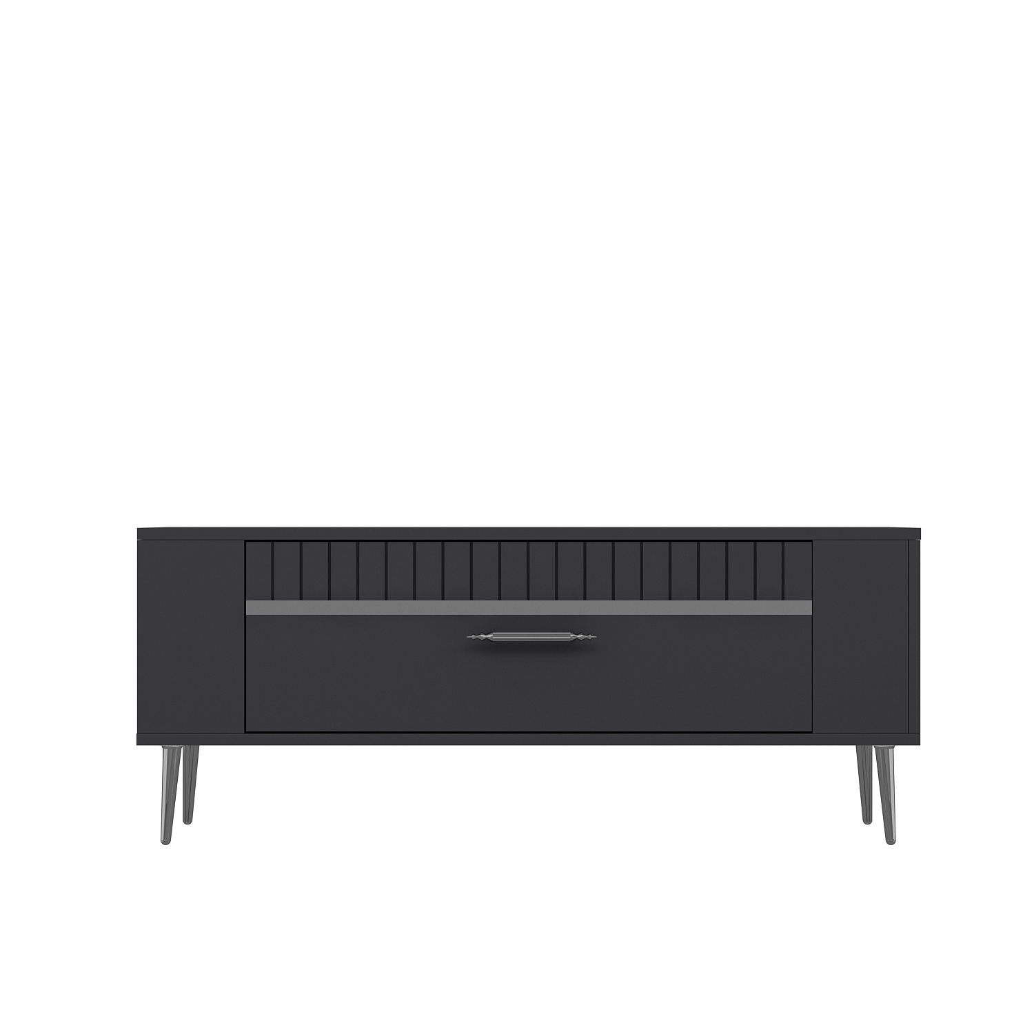 Móvel de TV – 120 cm x 48,2 cm x 26,4 cm – Antracite e Prata – Painel de partículas revestido a melamina