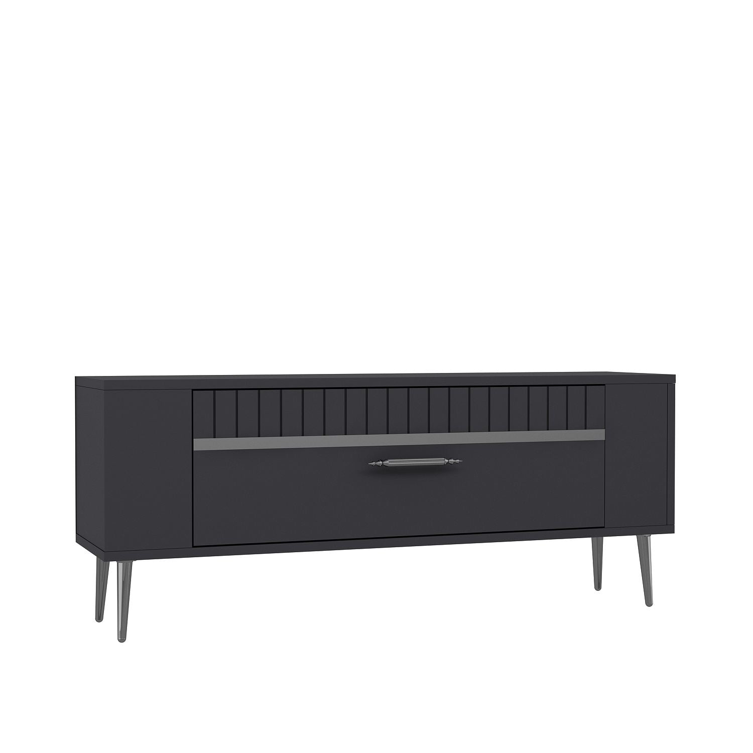 Móvel de TV – 120 cm x 48,2 cm x 26,4 cm – Antracite e Prata – Painel de partículas revestido a melamina