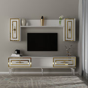 Móvel de TV – 150 cm x 44,6 cm x 29,6 cm – Branco – Painel de partículas