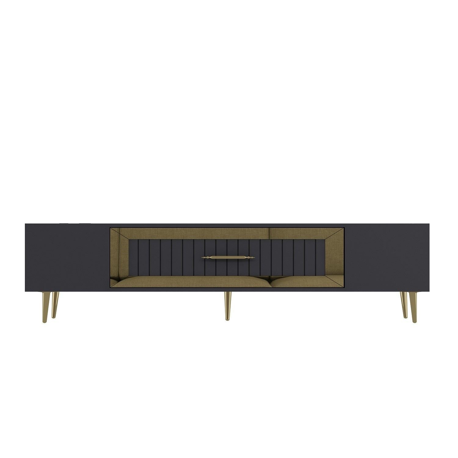 Móvel de TV – 150 cm x 48,2 cm x 29,6 cm – Antracite/Dourado – Painéis de partículas revestidos a melamina