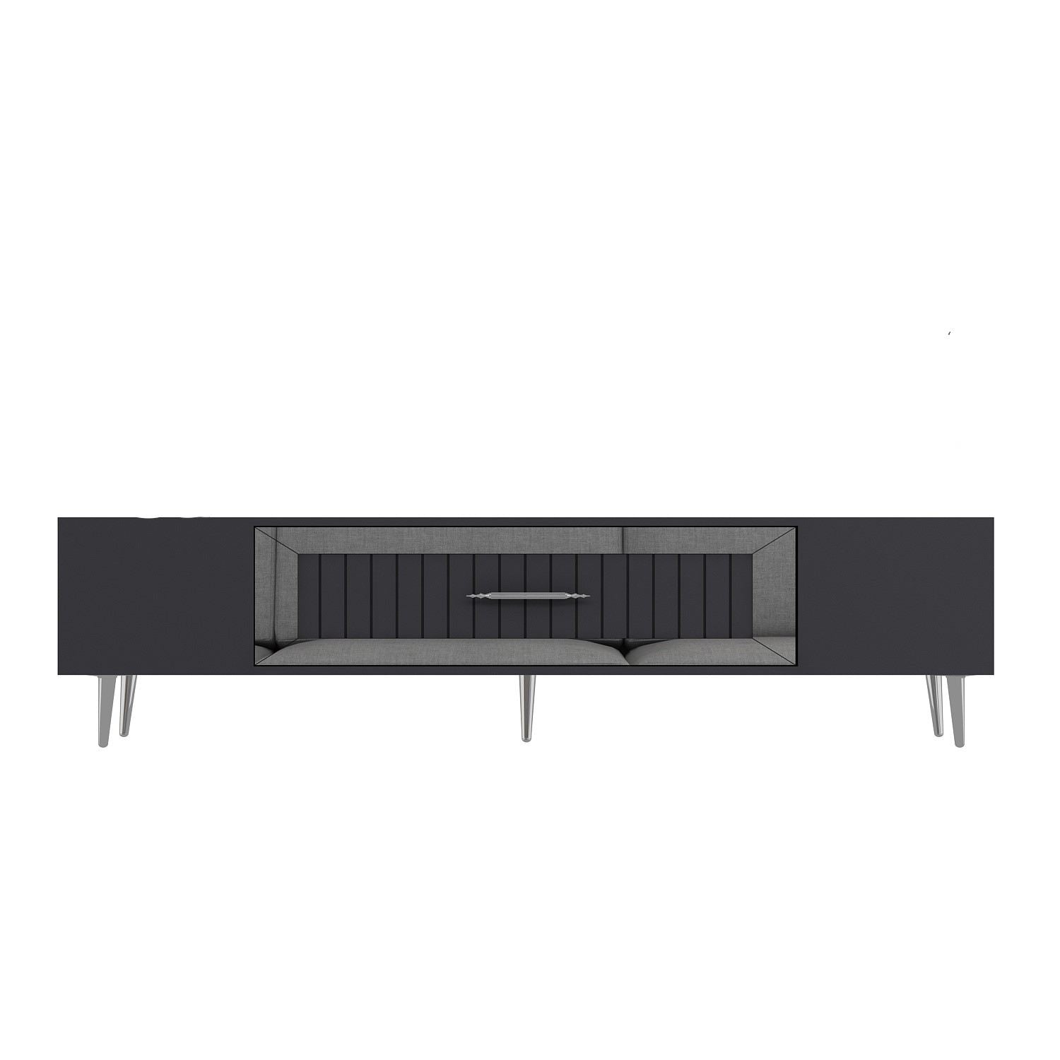 Móvel de TV – 150 cm x 48,2 cm x 29,6 cm – Antracite e Prata – Painel de Partículas revestido a Melamina