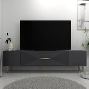 Móvel de TV – 150 cm x 48,2 cm x 29,6 cm – Antracite e Dourado – Painel de Partículas
