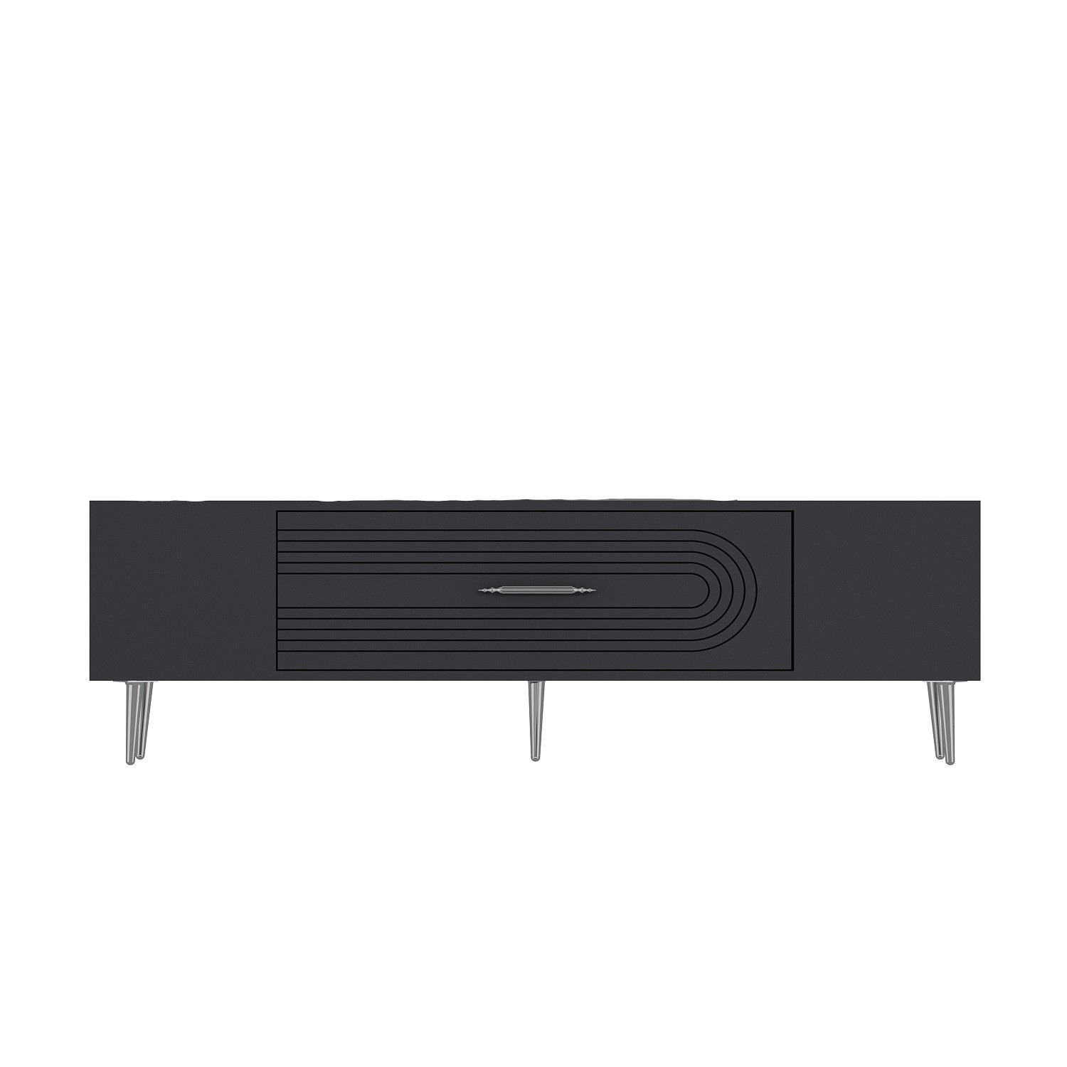 Móvel de TV – 150 cm x 48,2 cm x 29,6 cm – Antracite e Prata – Painéis de Partículas Revestidos a Melamina