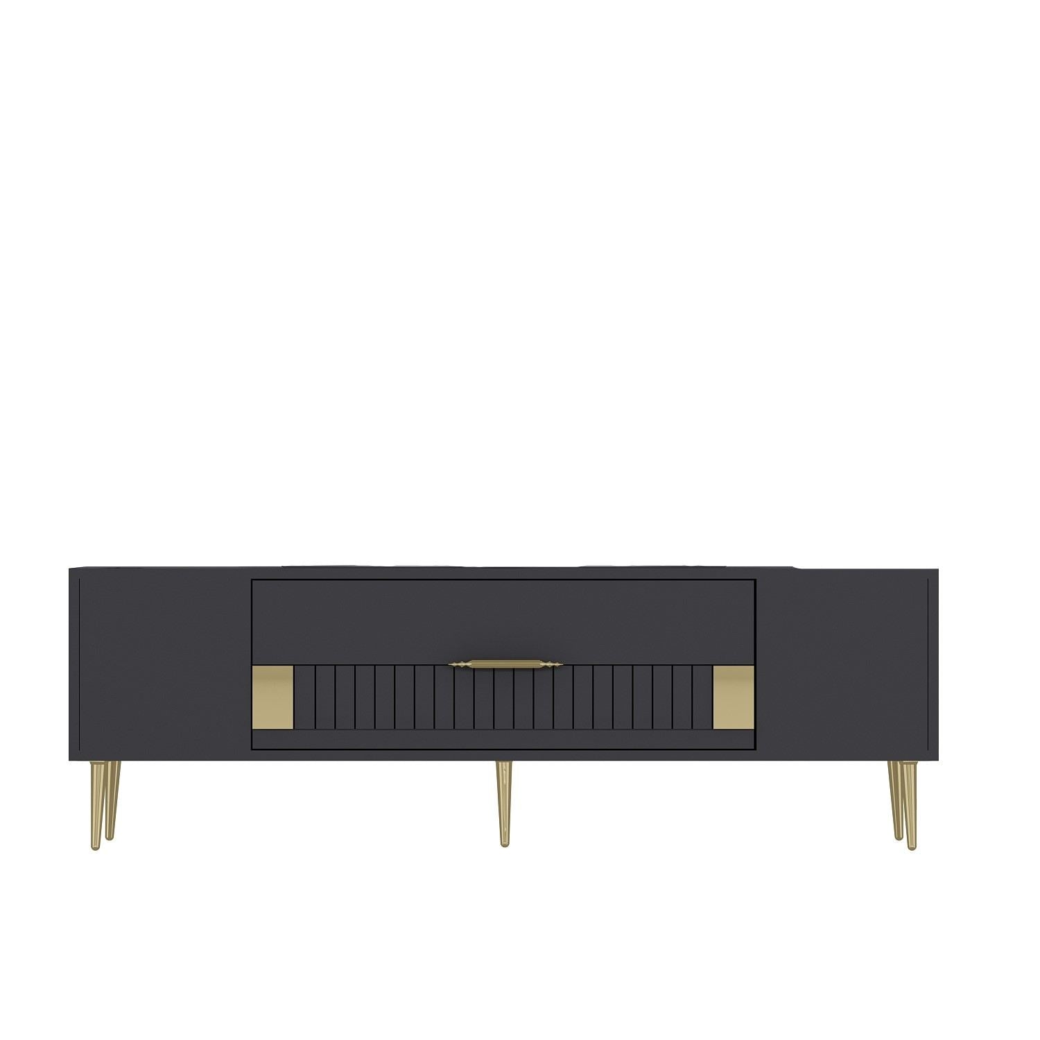 Móvel de TV – 150 cm x 48,2 cm x 29,6 cm – Antracite/Dourado – painel de partículas