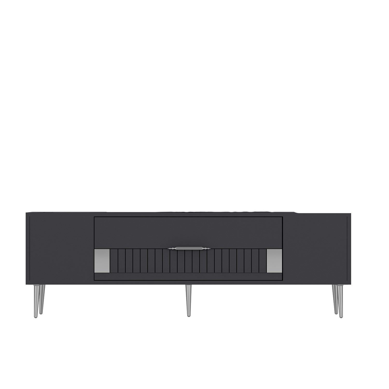 Móvel de TV – 150 cm x 48,2 cm x 29,6 cm – Antracite e Prata – painel de partículas revestido a melamina