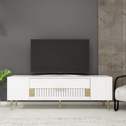 Móvel de TV – 150 cm x 48,2 cm x 29,6 cm – Branco e Dourado – Melamina