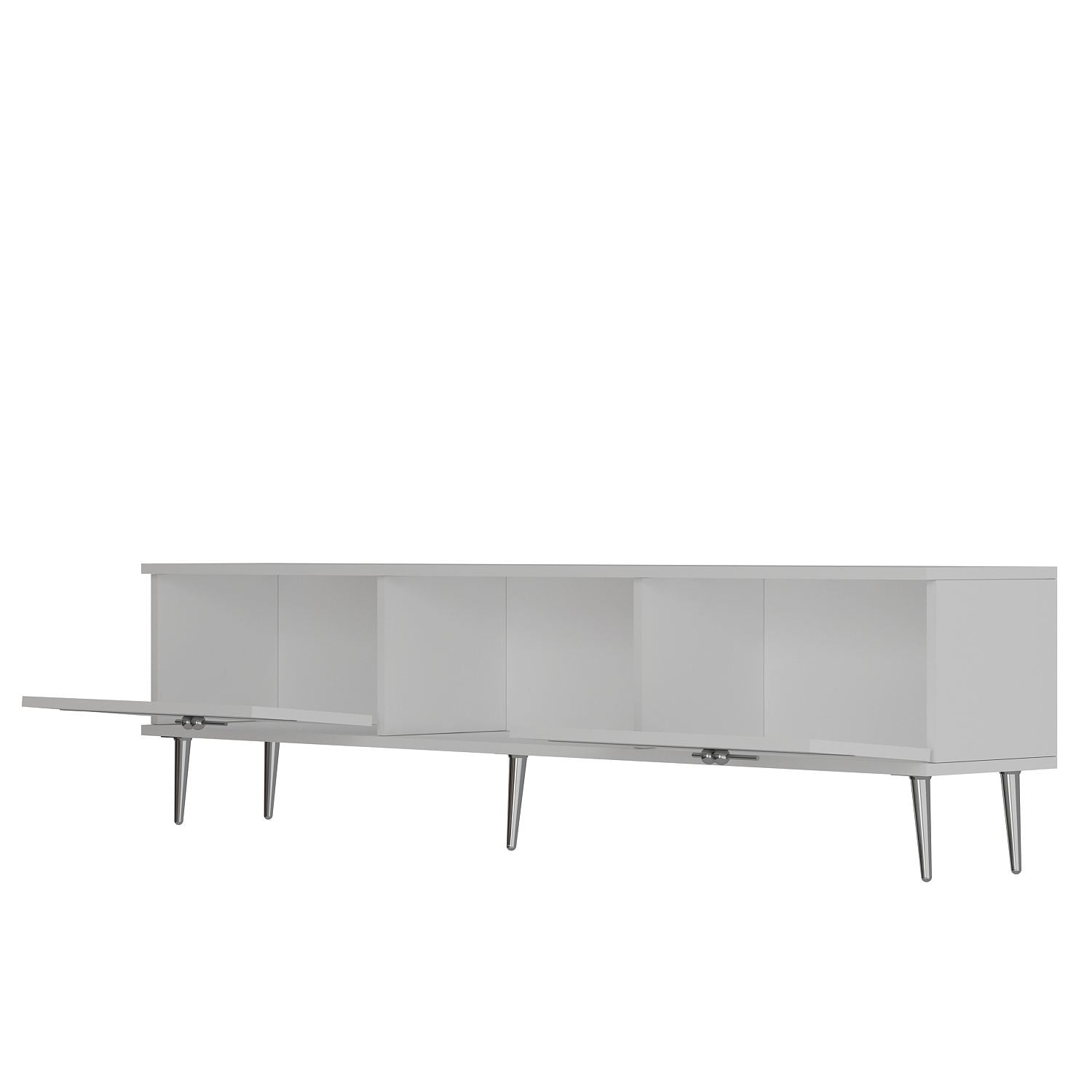 Móvel de TV – 150cm – Branco e Prata – Painel de partículas