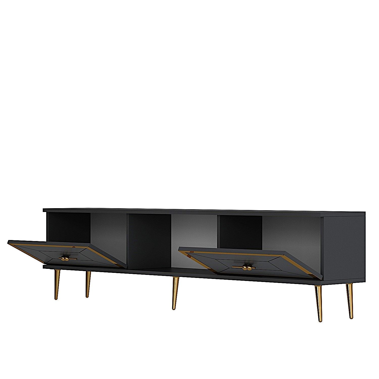 Móvel de TV – 150cm – Antracite e Ouro – MDF