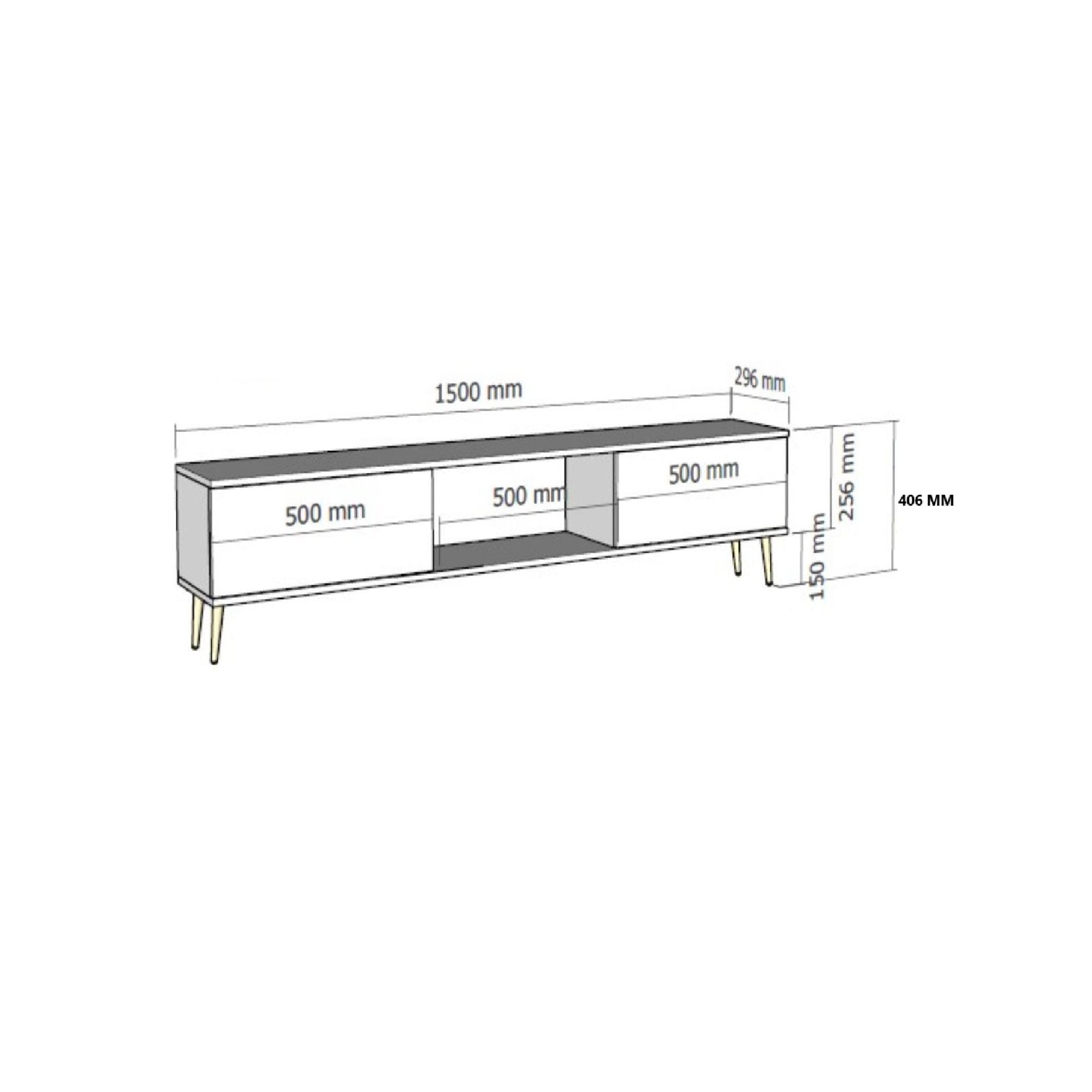 Móvel de TV – 150cm – Antracite e Ouro – MDF